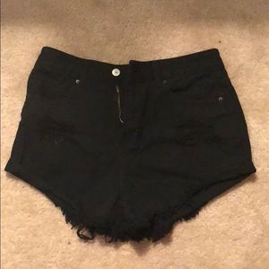 NWOT Black Distressed Denim Shorts
